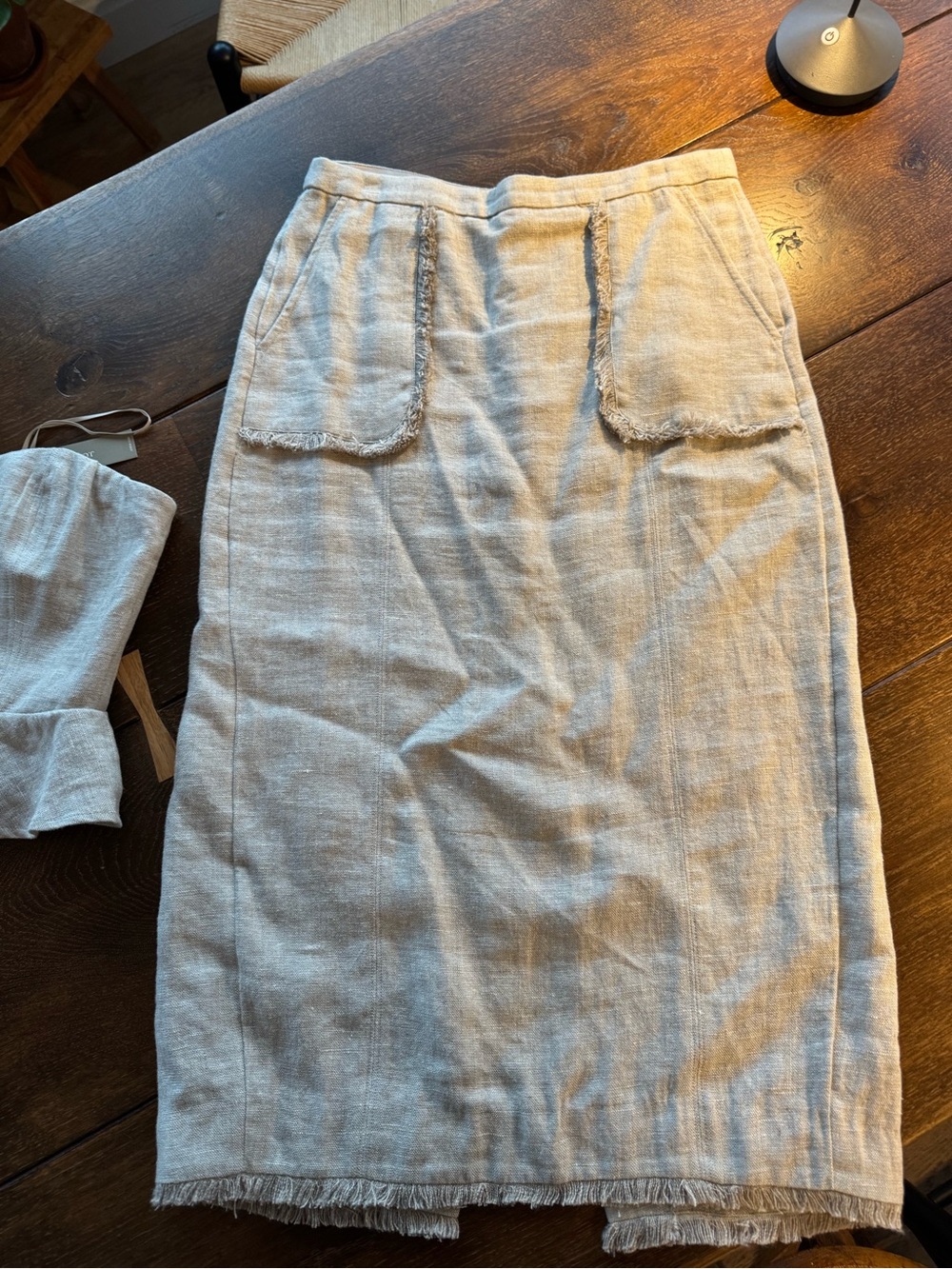 J. Crew Linen-Blend Pencil Skirt in Light Beige